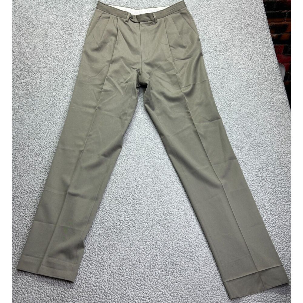 Pazoni Pants Mens Size 34 Tan Dress Solid High Rise Straight Leg‎ Flat Front